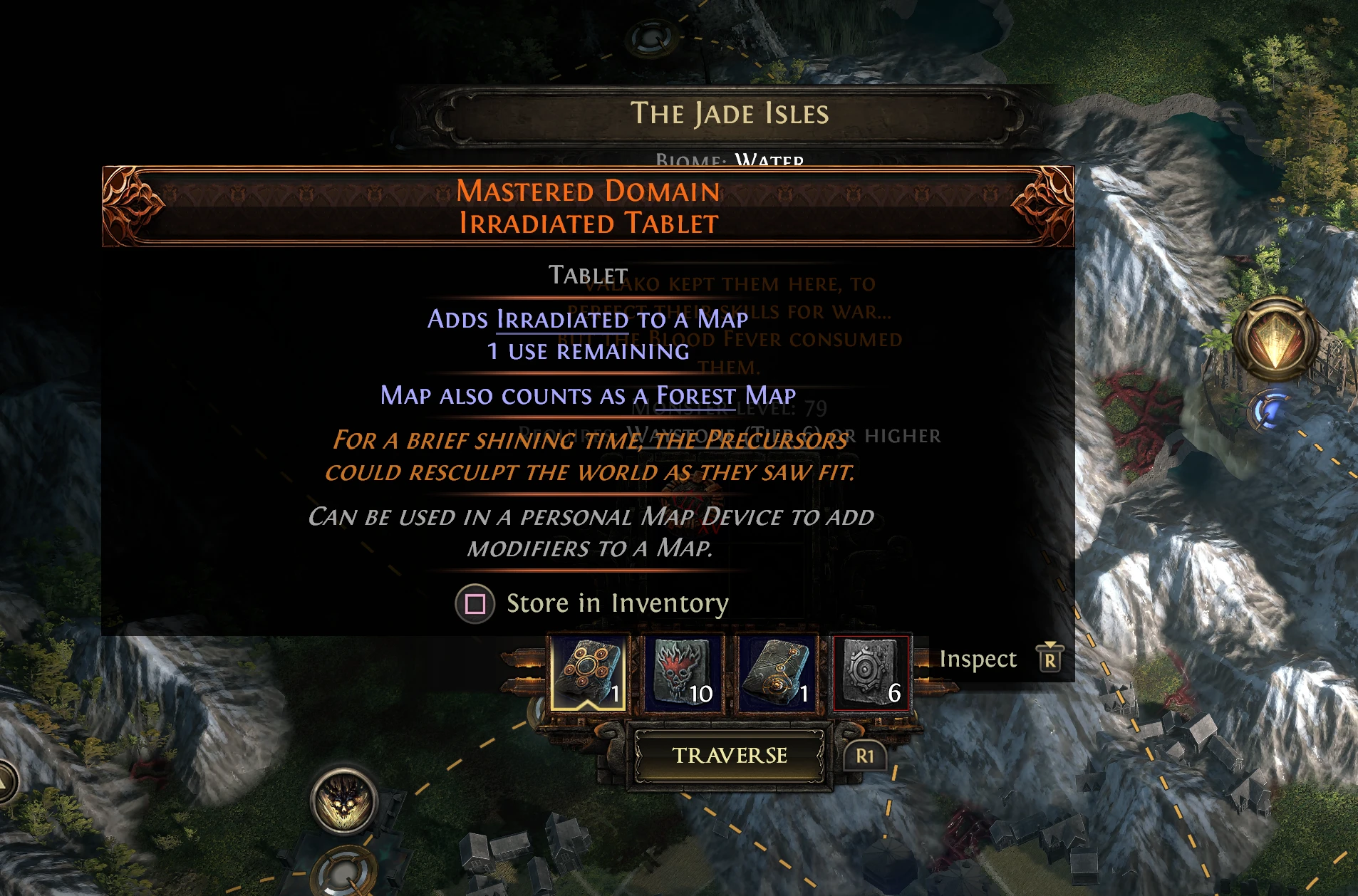 Mastered Domain tablet tooltip showing Map also counts as a Forest Map